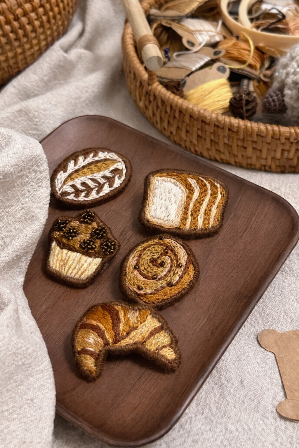 Bakery Brooch Embroidery Kit for Beginners | Croissant, Pretzel & Bread