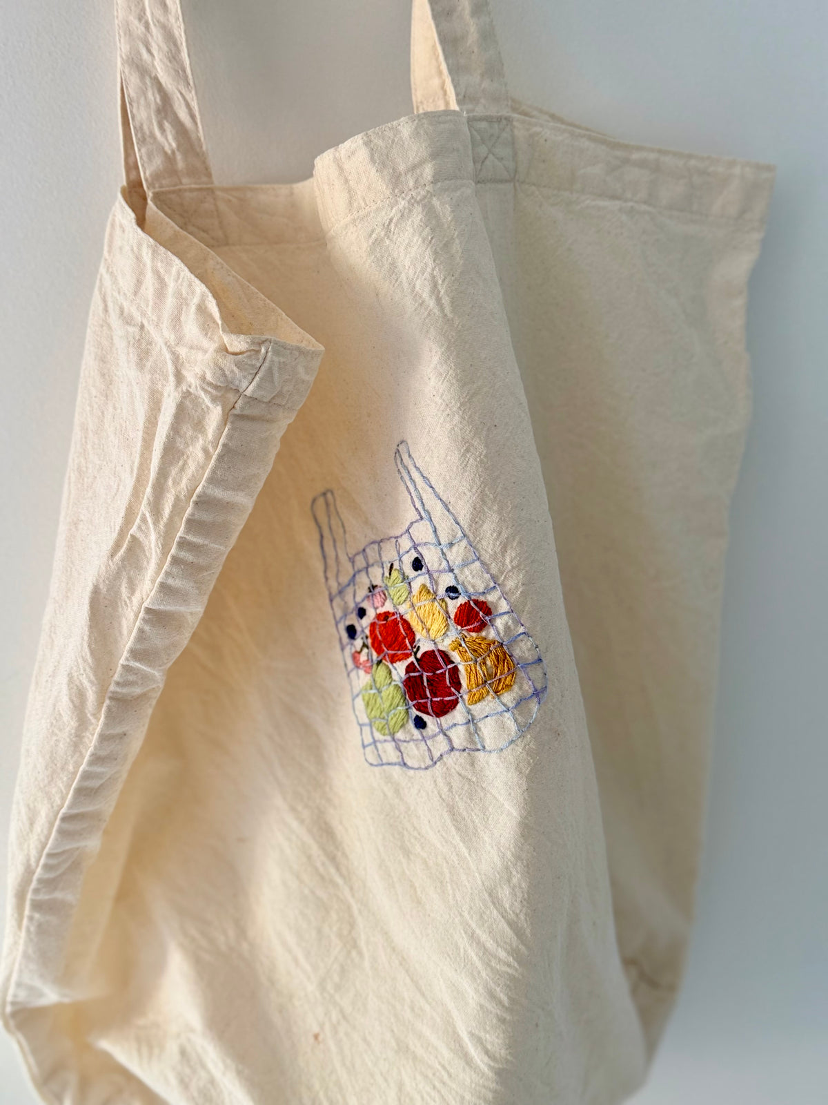 Fruit Tote Bag Embroidery Kit, DIY Embroidery Kit for Beginners, Canvas Bag Craft Kit, Hand Embroidery Gift for Her