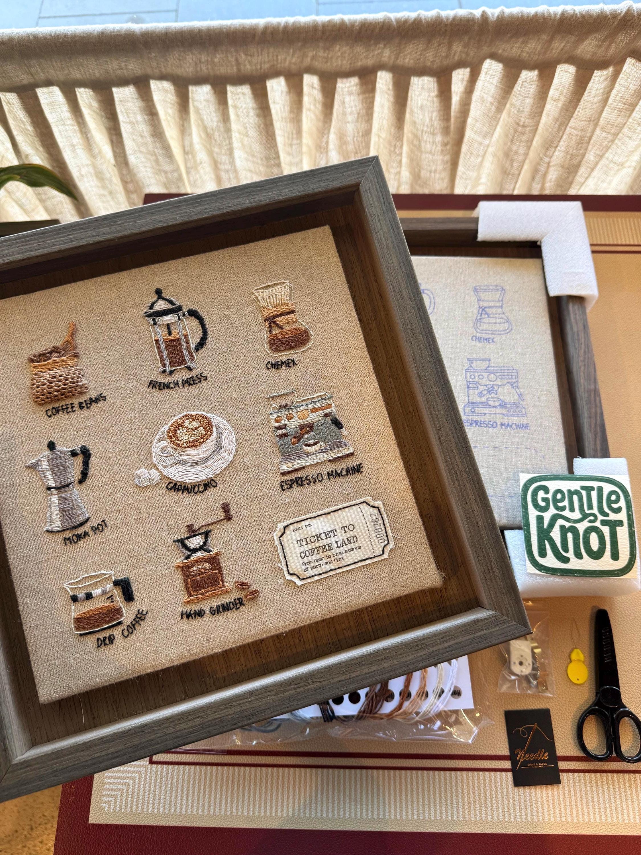Coffee Lover Embroidery Kit ( Intermediate level)