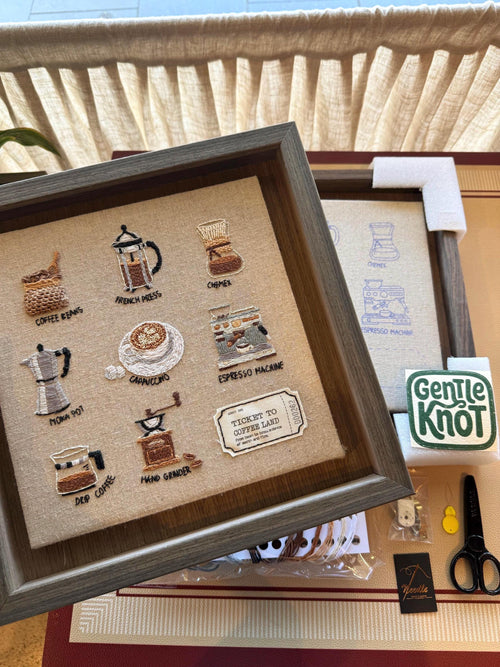 Coffee Lover Embroidery Kit ( Intermediate level)