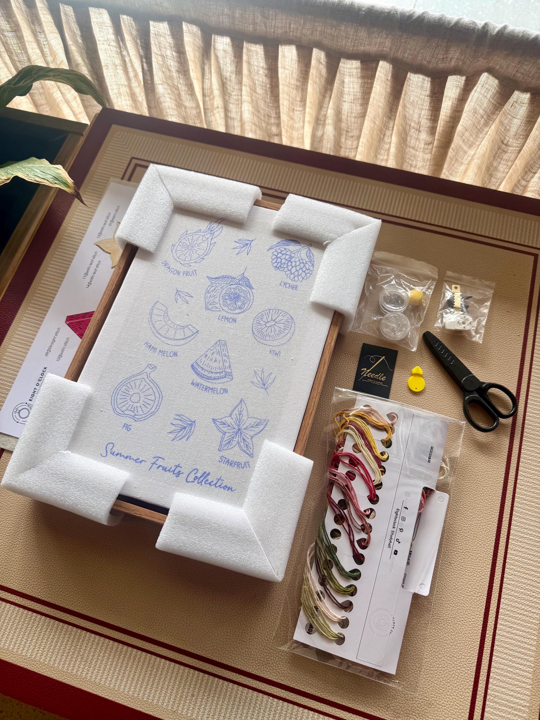 Beginner Embroidery Kit, Summer Fruits Collection, Video Tutorial Included